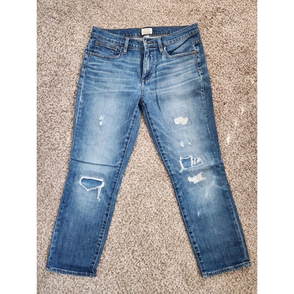 J. Crew Denim - J.Crew Jeans Women's 27P Blue Denim Slim Broken In Boyfriend Distressed